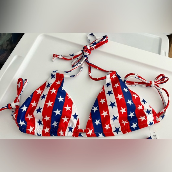 American Flag Stars Stripes Halter Bikini Set - Picture 2 of 13